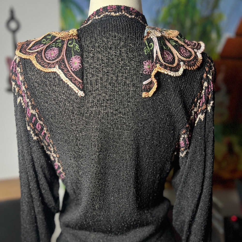 Incredible BOUCLE SWEATER Vtg 80/90s JoAnn Bryant Exclusive Designs wearable art - Picture 7 of 12